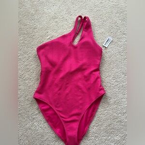 New Old Navy Pink One-Piece one shoulder Swimsuit Large